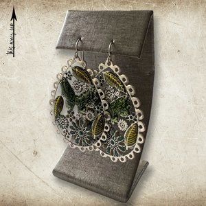 Silver and Green Earrings